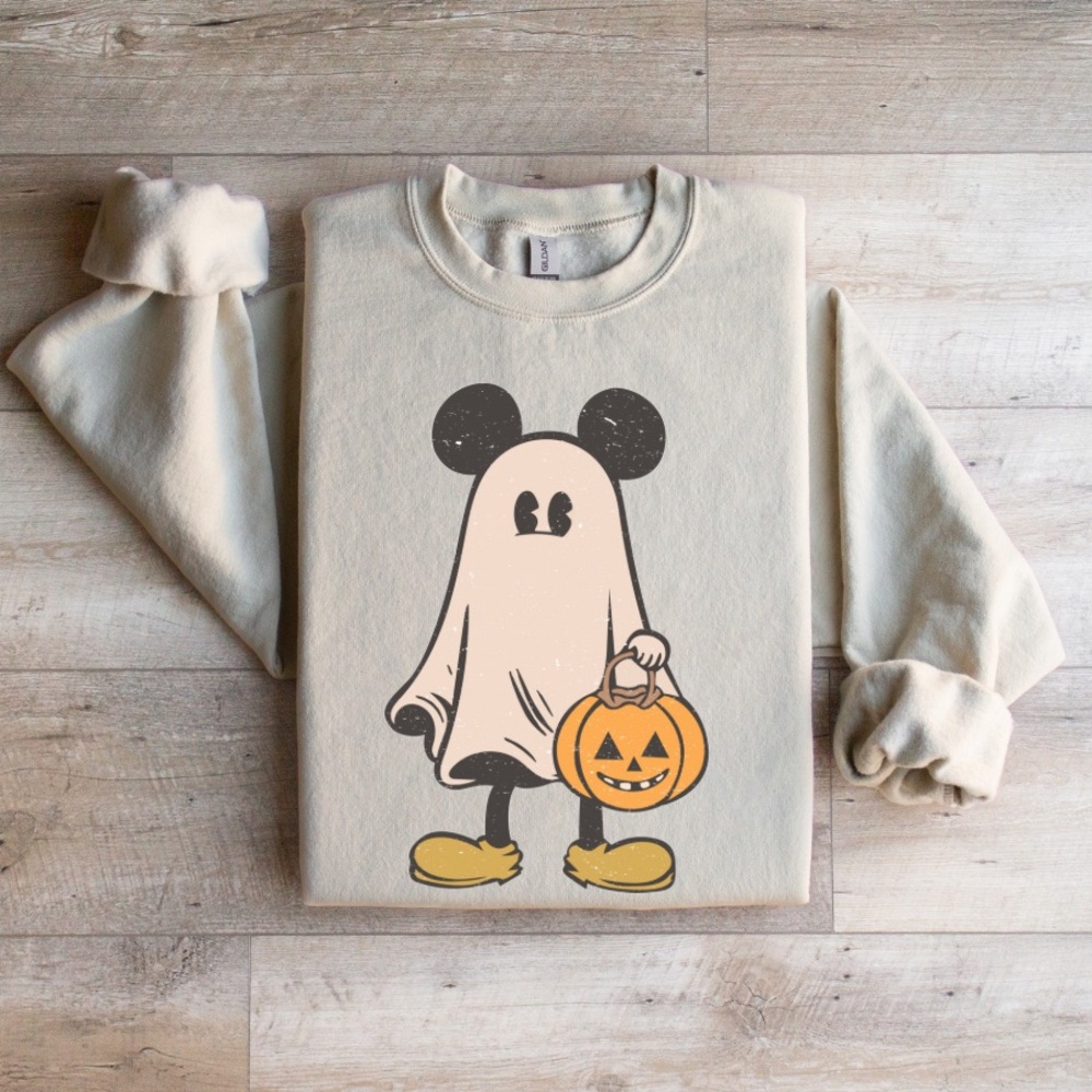 Ghost mouse Halloween Sweatshirt- Tan